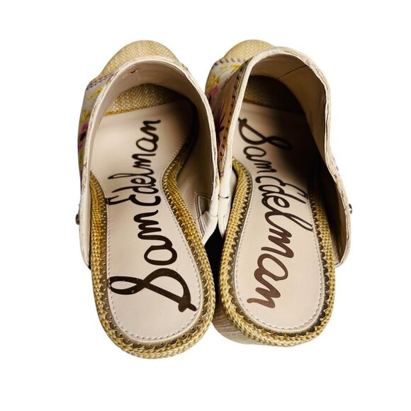 Sam Edelman Olive Embroidered Boho Slide Heels 8 Party Floral - Picture 8 of 8